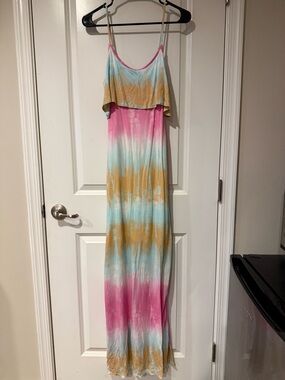 Mono B Tie-Dye Sundress with Pink and Aqua Accents
